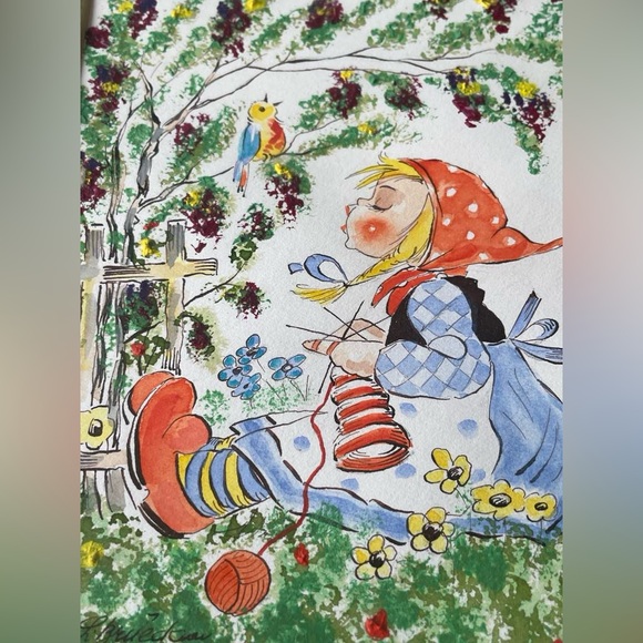 Vintage Original Signed Leo Bruekner Oil and Water, “The Sing Song Lesson” - Picture 4 of 6